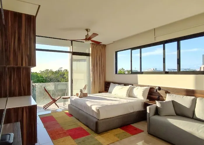 Modern Studio With Grate Sunset View Pool&Gym Aldea Zama